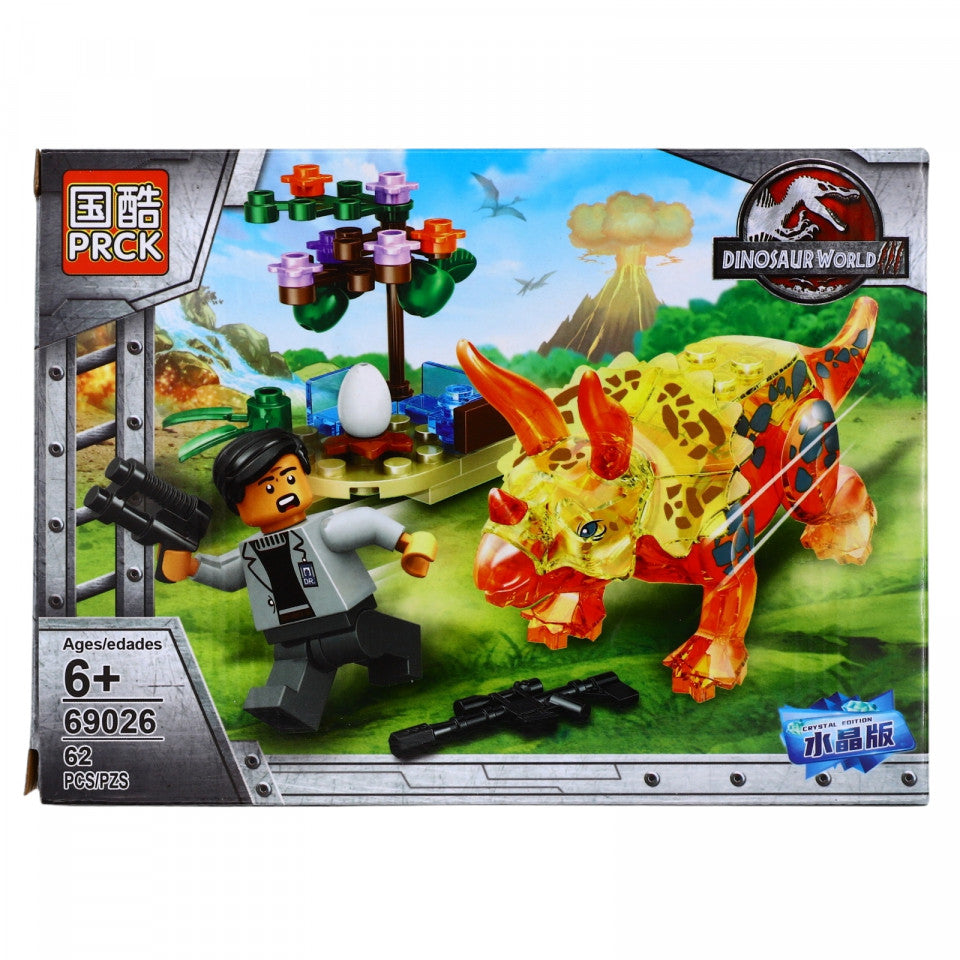 Set de constructie, Escapada dinozaurului Triceratops, 62 piese