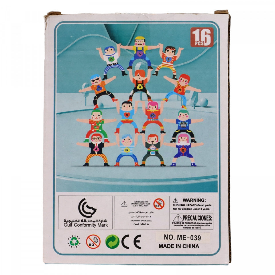 Set de constructie, Trupa acrobatilor, Balanseaza acrobatii, NO432, 16 piese, 3 ani, Multicolor