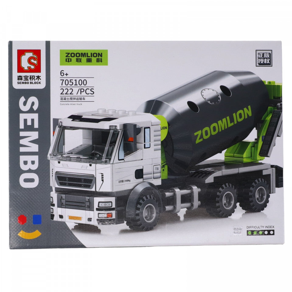 Set de constructie, Utilaj de mare tonaj, Betoniera, NO705100, 222 piese, Multicolor