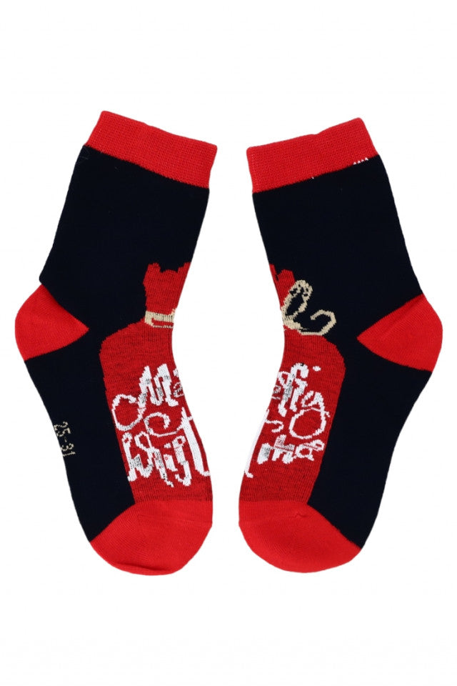 Sosete copii, Craciun, 95% lana angora, Fara cusatura, NO54669, 5-6 ani, Multicolor