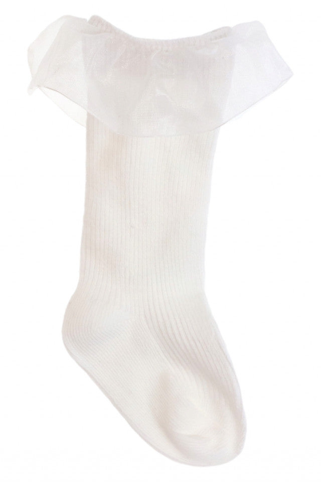 Sosete copii, cu dantela, 95%Bumbac, NO4719, 15-17 ani, Alb