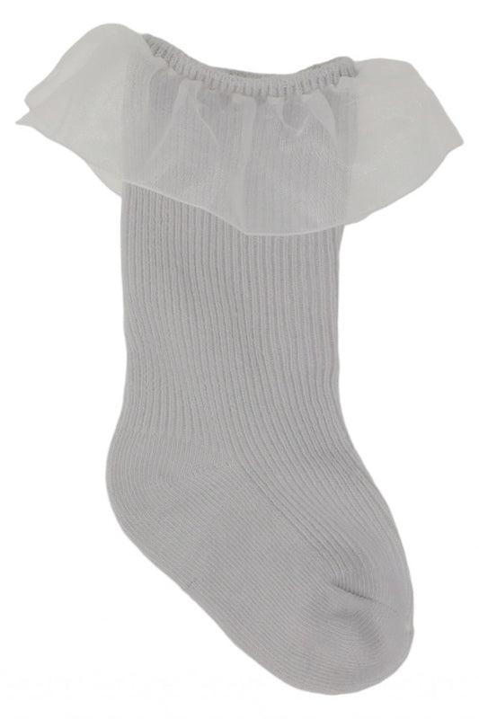Sosete copii, cu dantela, 95%Bumbac, NO4719, 15-17 ani, Gri