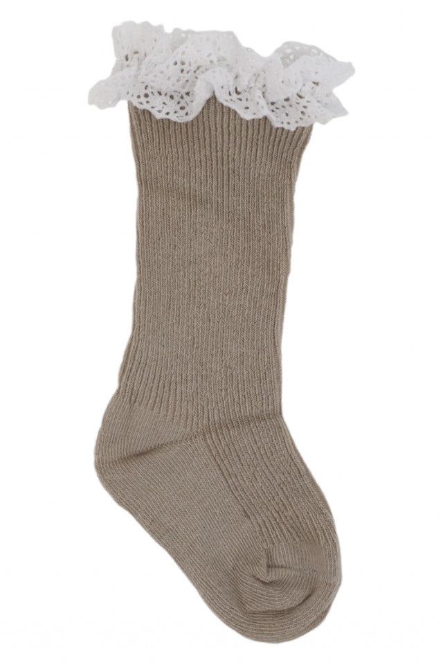 Sosete copii, cu dantela, 95%Bumbac, NO9083, 11-13 ani, Bej