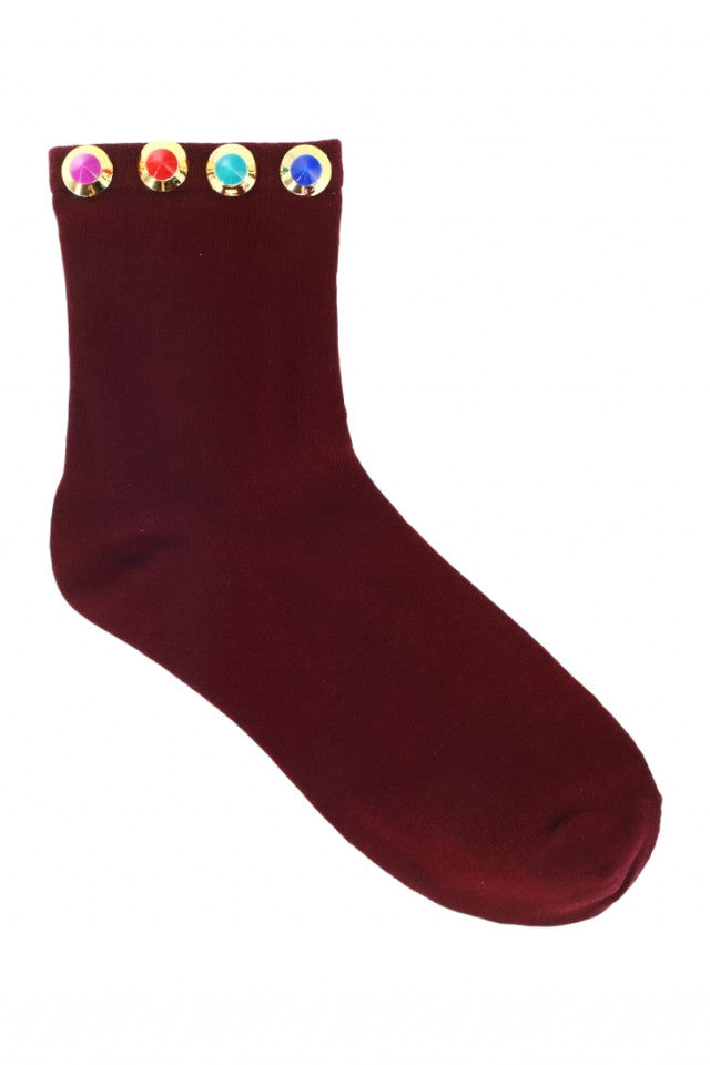 Sosete dama, 95% bumbac, Tinte cusute, NO558, 35-39, Rosu inchis