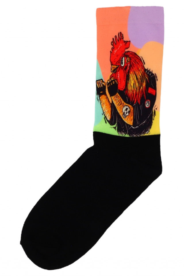 Sosete Dama, Imprimeu cocos anarhist, Bumbac 80%, NO423, Masura universala, Multicolor