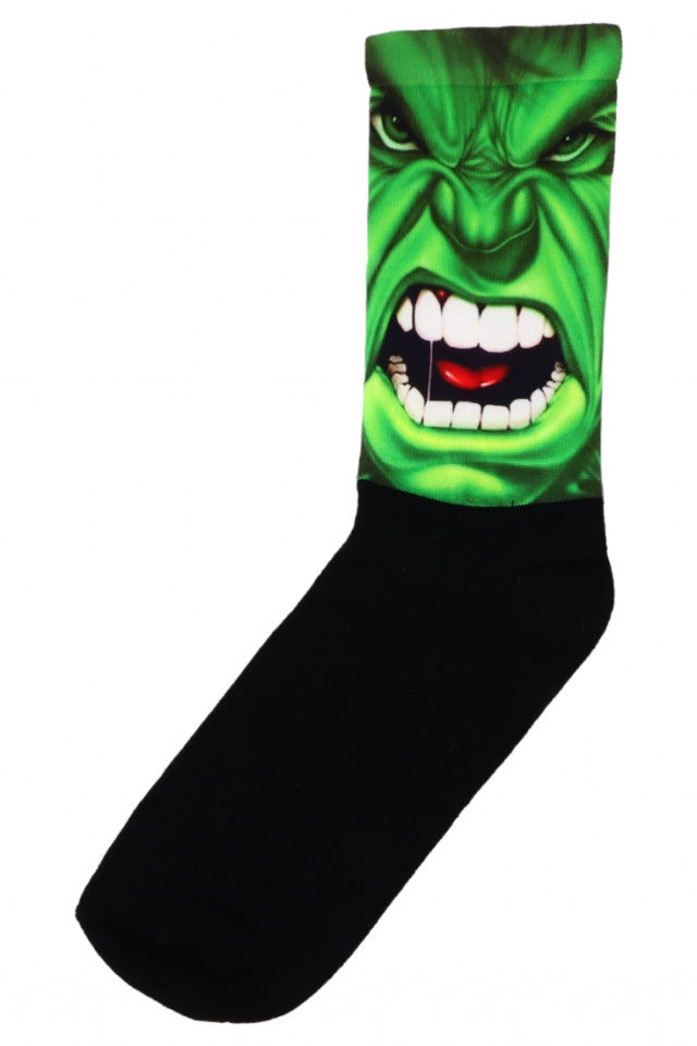 Sosete Dama, Imprimeu Hulk, Bumbac 80%, NO426, Masura universala, Multicolor