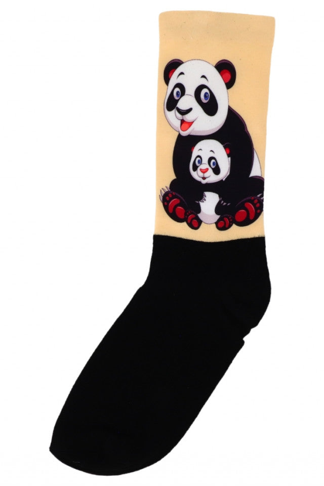 Sosete Dama, Imprimeu Panda, Bumbac 80%, NO425, Masura universala, Multicolor