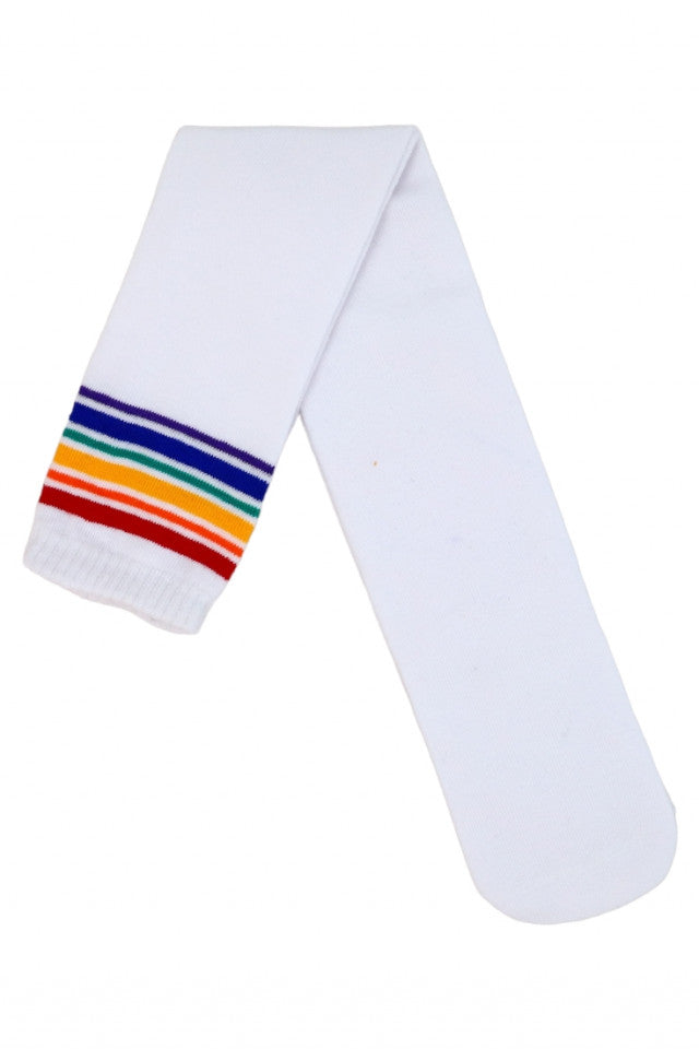 Sosete dama, jambiere, lungi peste genunchi, dungi, 95% bumbac, NO1221, One size INTL, Alb