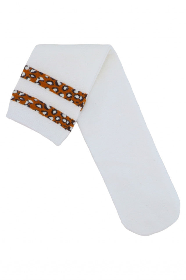 Sosete dama, jambiere, lungi, sub genunchi, dungi animal print, 95% bumbac, NO1223, One size INTL, Alb