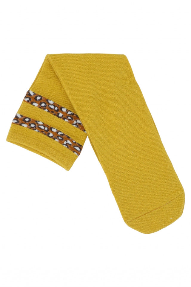 Sosete dama, jambiere, lungi, sub genunchi, dungi animal print, 95% bumbac, NO1224, One size INTL, Galben