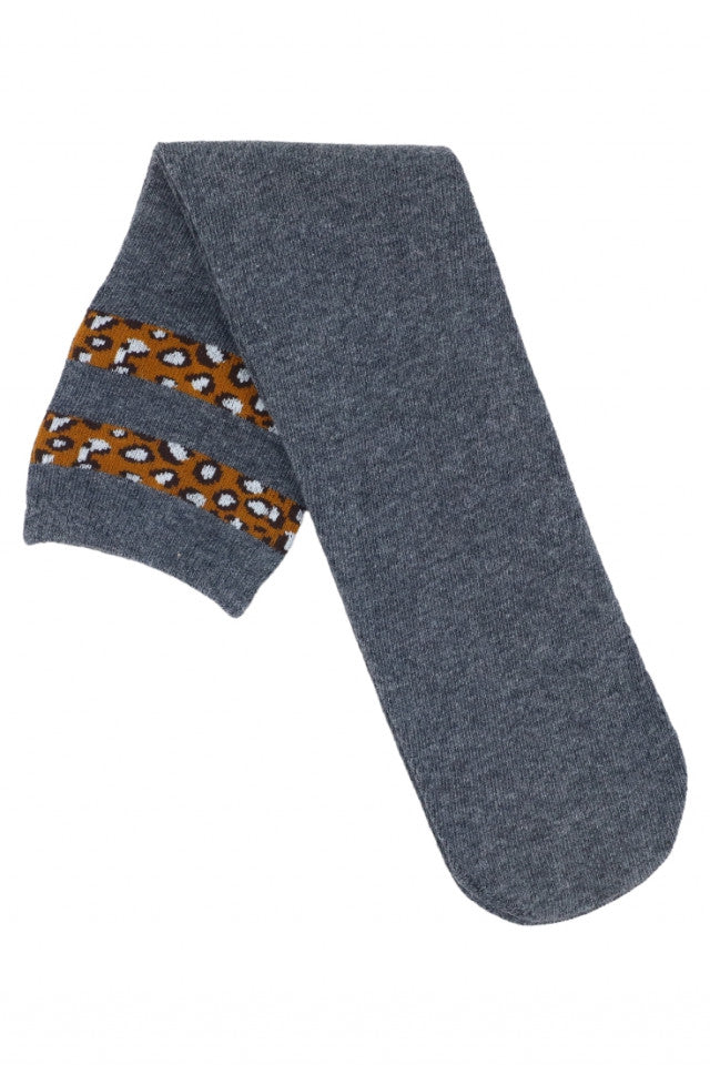 Sosete dama, jambiere, lungi, sub genunchi, dungi animal print, 95% bumbac, NO1226, One size INTL, Gri inchis