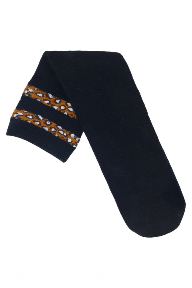 Sosete dama, jambiere, lungi, sub genunchi, dungi animal print, 95% bumbac, NO1227, One size INTL, Negru