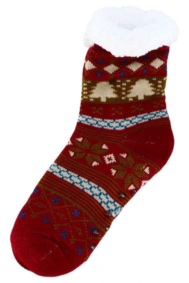 Sosete lungi imblanite dama, pentru iarna, Antiderapante, Fulgi, NO4020, 36 - 40, Multicolor