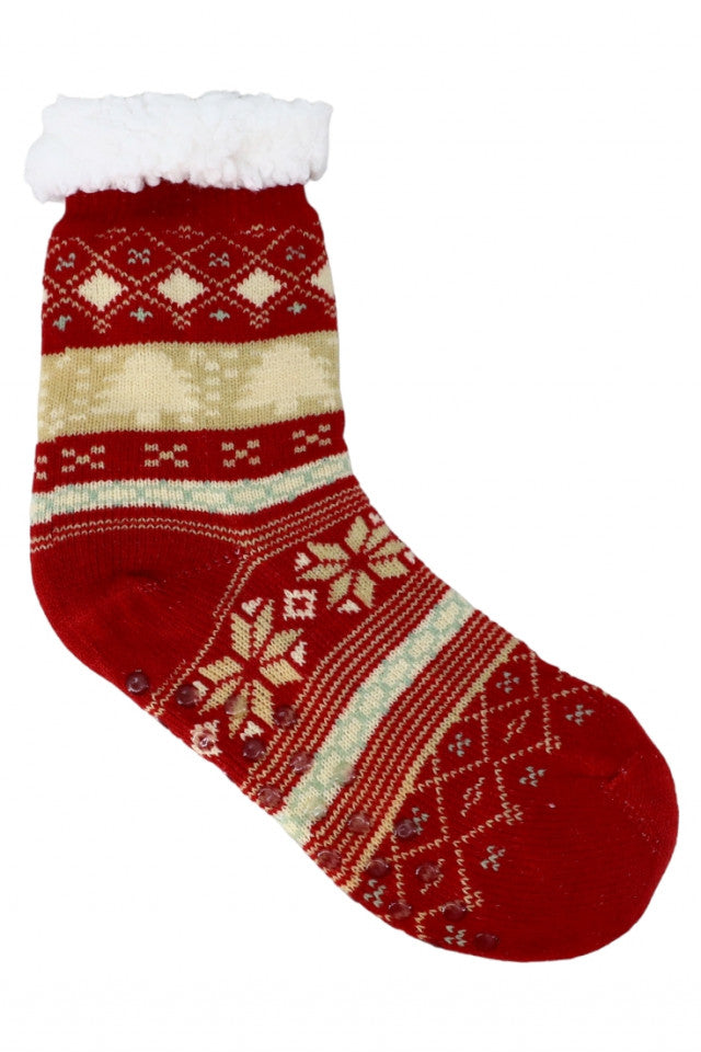 Sosete lungi imblanite dama, pentru iarna, Antiderapante, Fulgi, NO5022, 36 - 40, Multicolor