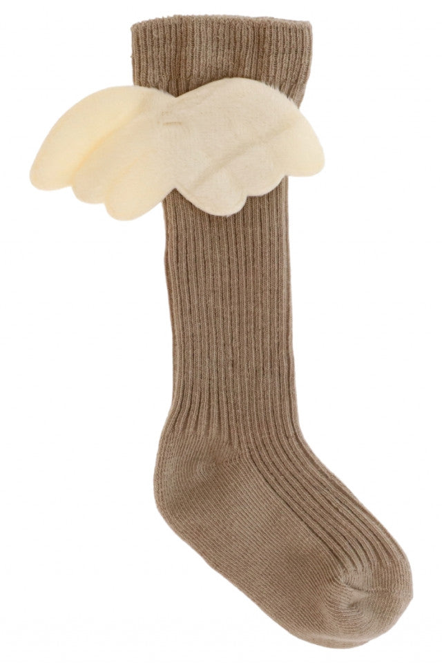 Sosete lungi pentru fetite, 95% Bumbac, Aripi de Inger, NO1234, 12-18 luni, Bej