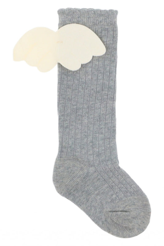 Sosete lungi pentru fetite, 95%Bumbac, Aripi de Inger, NO1568, 0-16 luni, Gri