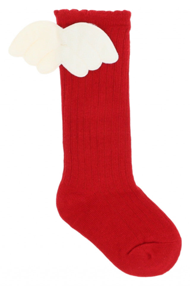 Sosete lungi pentru fetite, 95%Bumbac, Aripi de Inger, NO1568, 0-16 luni, Rosu