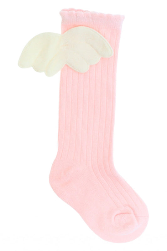 Sosete lungi pentru fetite, 95%Bumbac, Aripi de Inger, NO2928, 2-4 ani, Roz