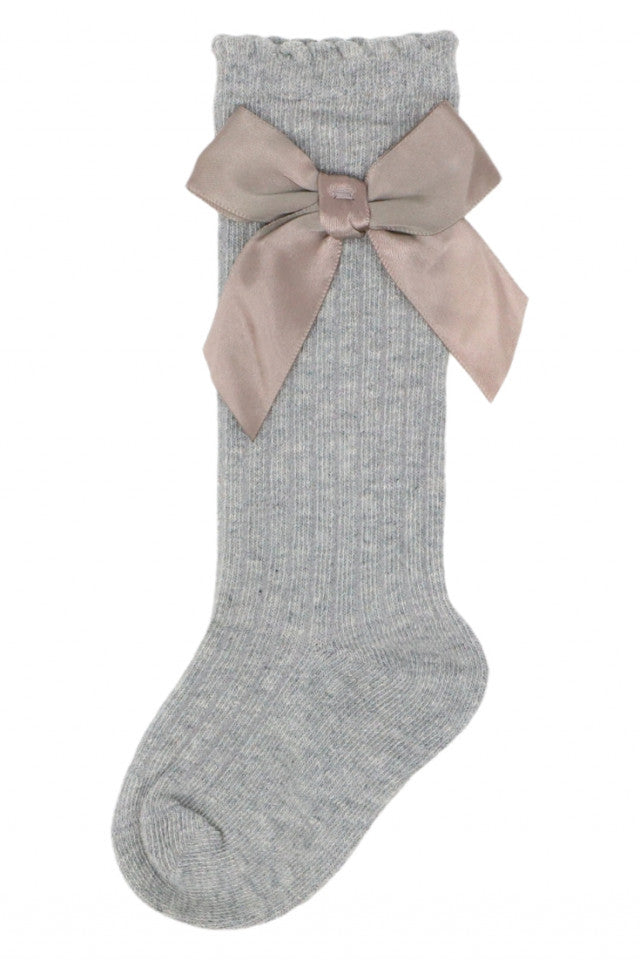 Sosete lungi pentru fetite, 95%Bumbac, Funda, NO2223, 0-16 luni, Gri