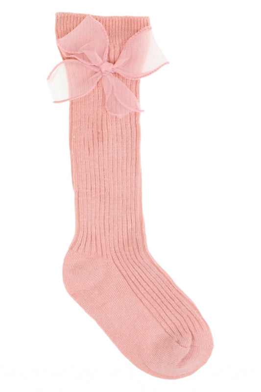 Sosete lungi pentru fetite, 95%Bumbac, Funda, NO3817, 2-4 ani, Roz pudra