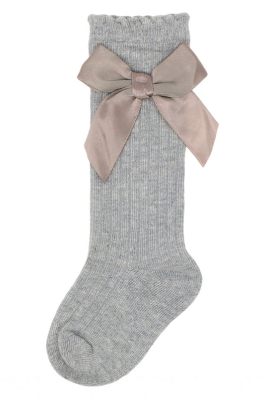 Sosete lungi pentru fetite, 95%Bumbac, Funda, NO3877, 2-4 ani, Gri