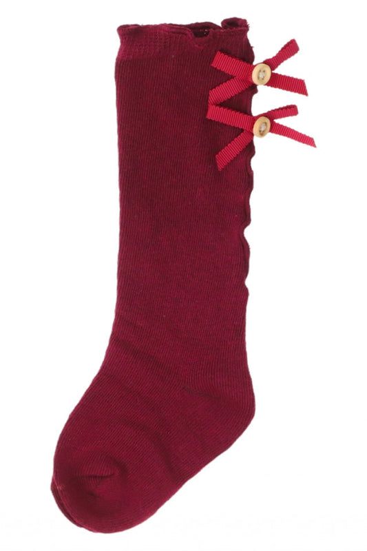 Sosete lungi pentru fetite, 95%Bumbac, Fundite, NO5691, 0-16 luni, Visiniu