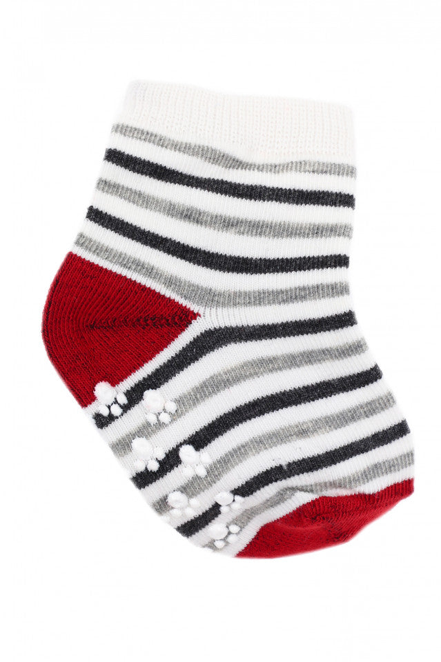 Sosete pentru copii, antiderapante, cu imprimeu dungi , 6 luni, Multicolor