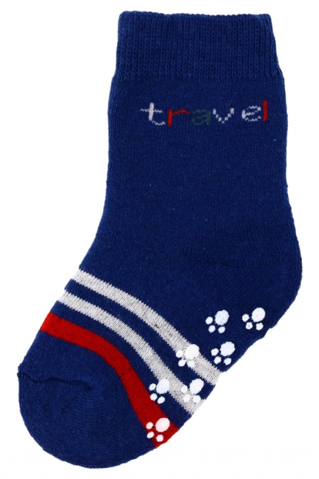 Sosete pentru copii, flausate, antiderapante, 95% Bumbac, NO307, 3 - 6 luni, Multicolor