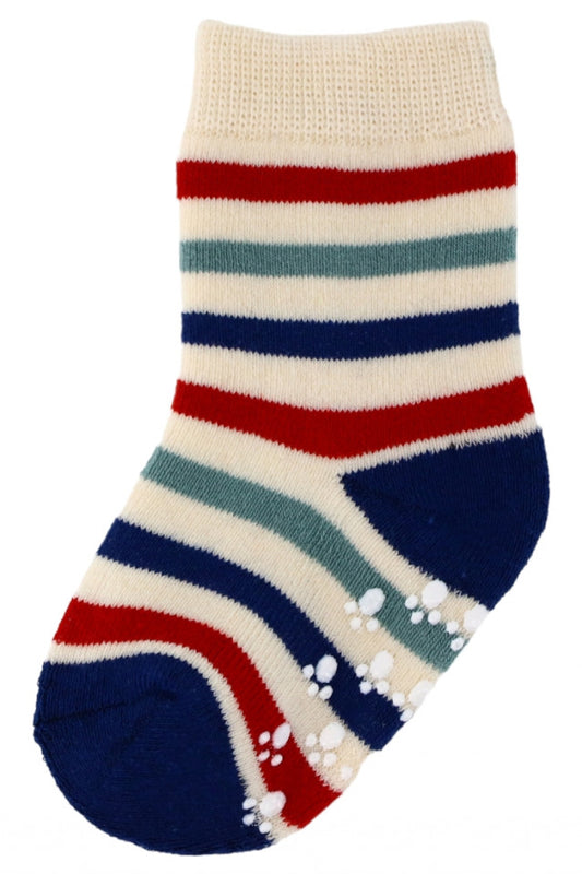 Sosete pentru copii, flausate, antiderapante, 95% Bumbac, NO309, 3 - 6 luni, Multicolor