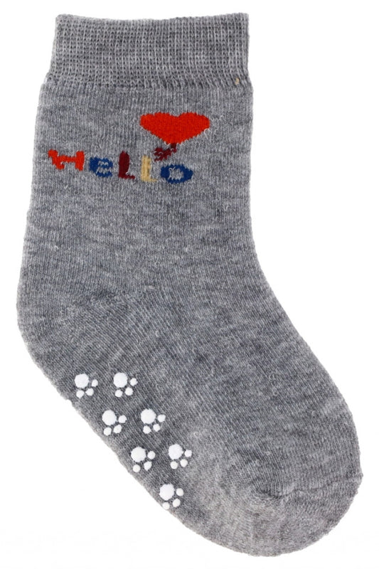 Sosete pentru copii, flausate, antiderapante, 95% Bumbac, NO328, 3 - 6 luni, Multicolor