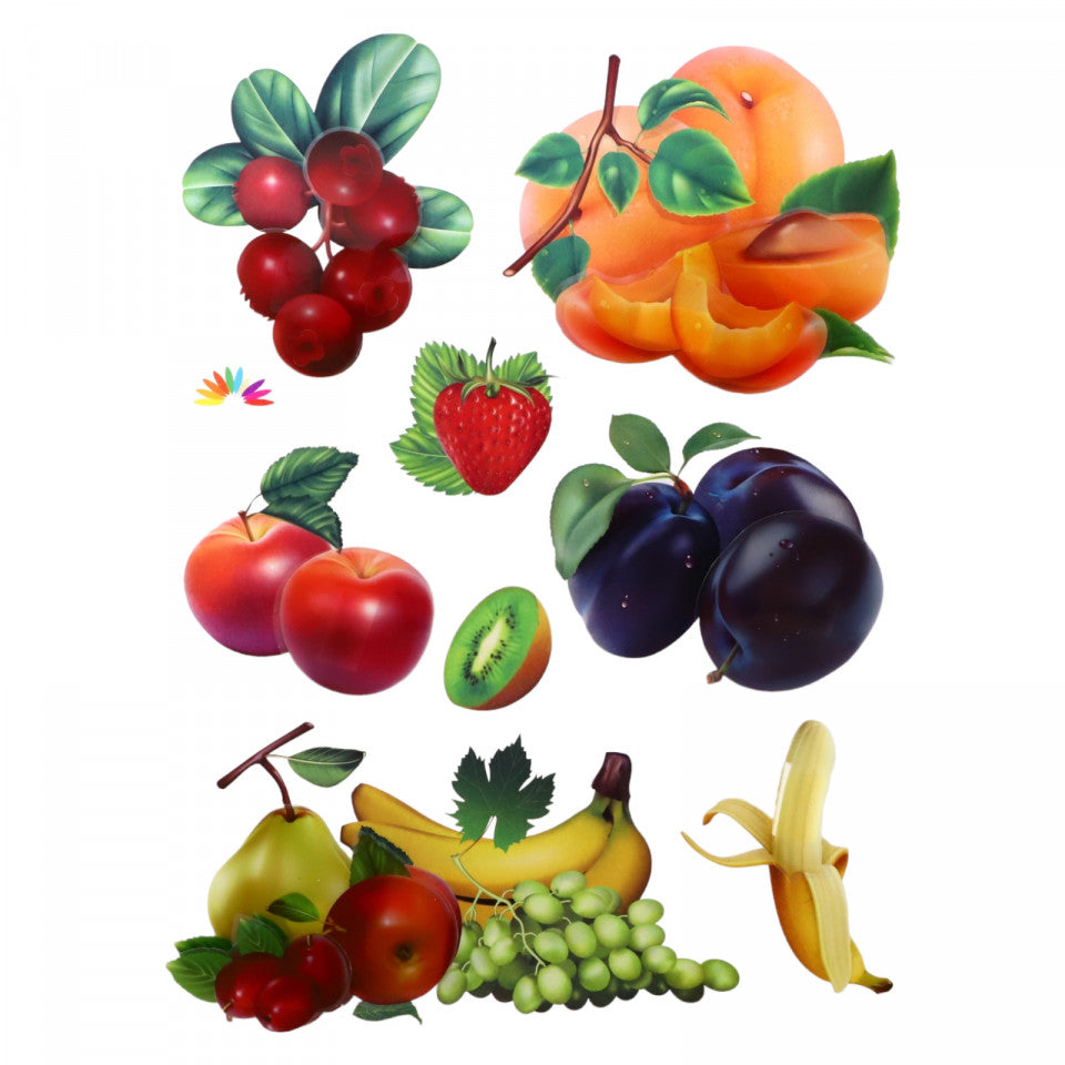 Sticker decorativ pentru camera copilului, 8D, Fructe, RA-018, 38 cm