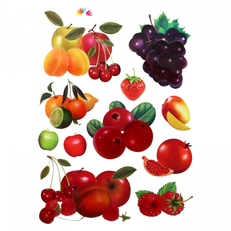 Sticker decorativ pentru camera copilului, 8D, Fructe, RA-019, 38 cm