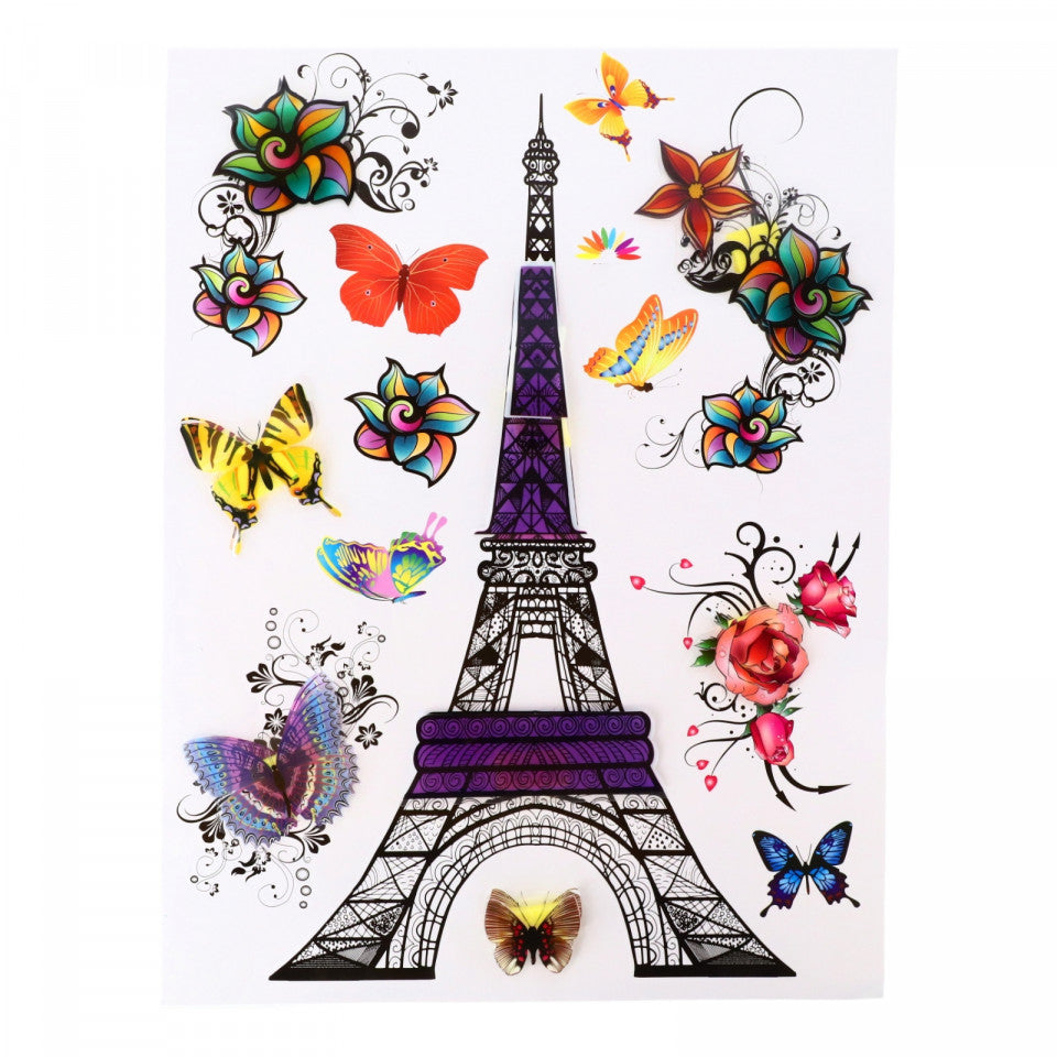 Sticker decorativ pentru camera copilului, 8D, Turnul Eiffel, RA-011, 36.5 cm