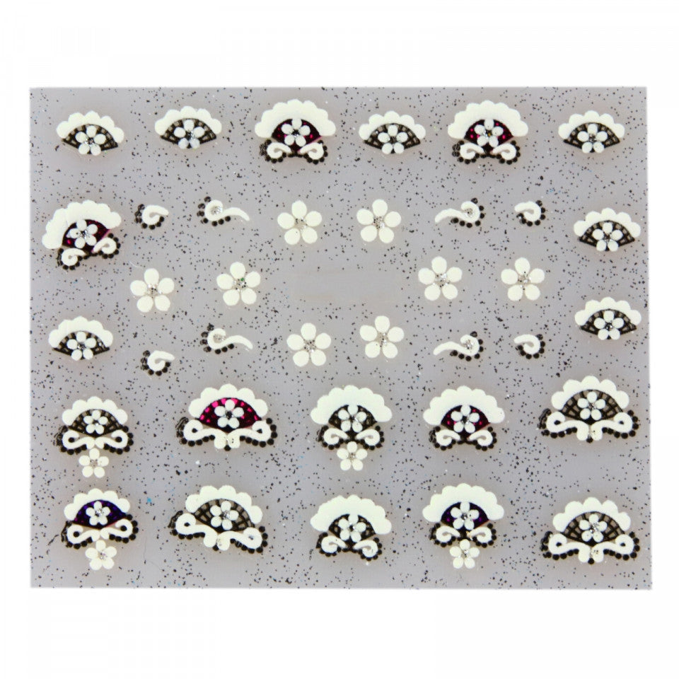 Stickere pentru decor unghii, 3D, Flori, EHB-016, Multicolor