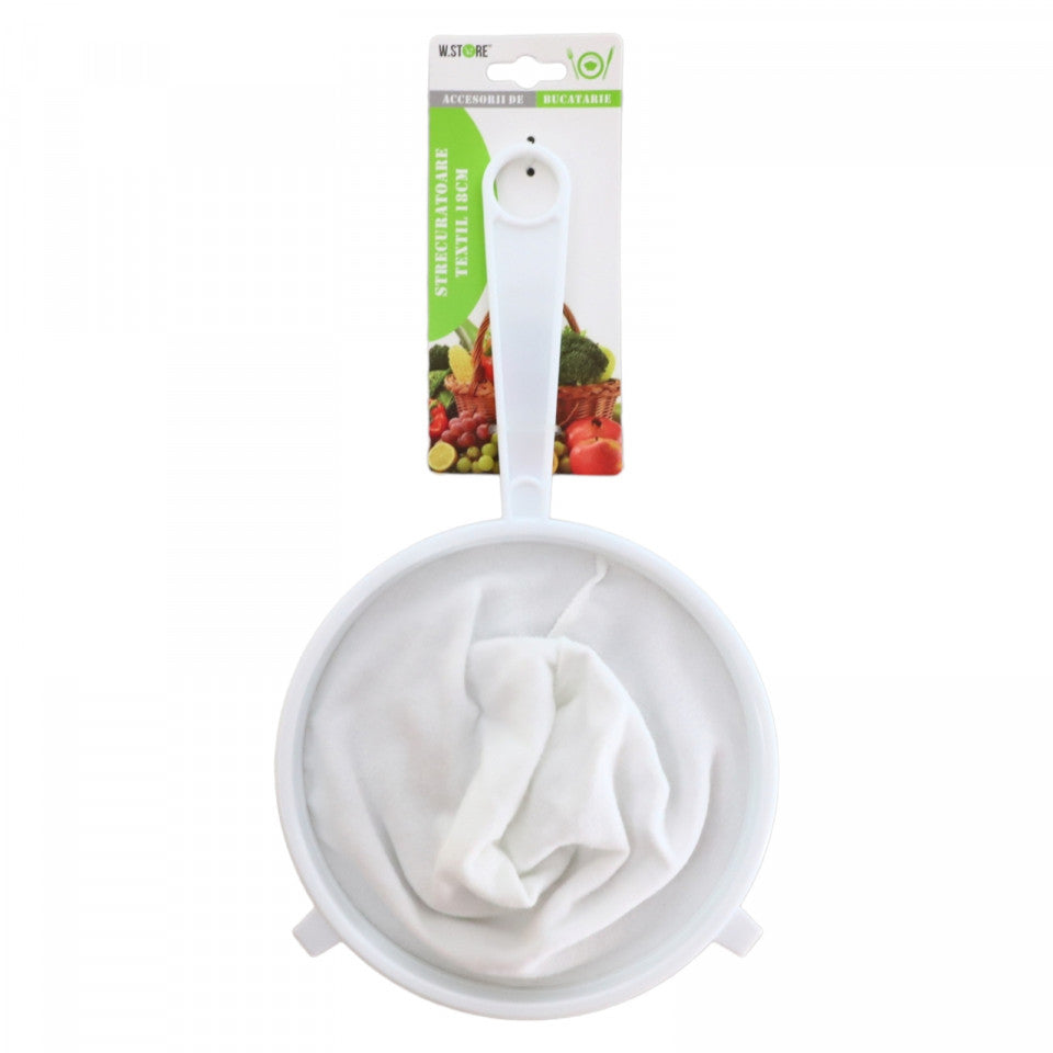 Strecuratoare textila, maner de plastic, 18 x 31 cm, alb