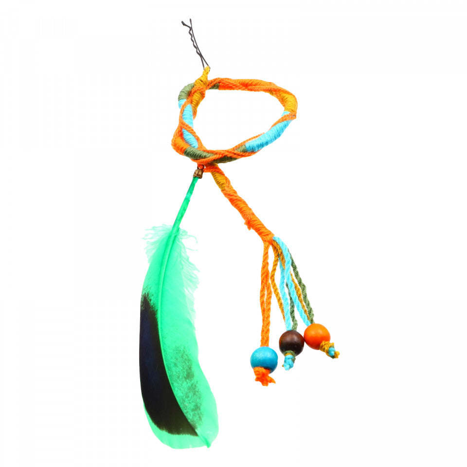 Suvite colorate impletite cu pana verde si margele, 42 cm