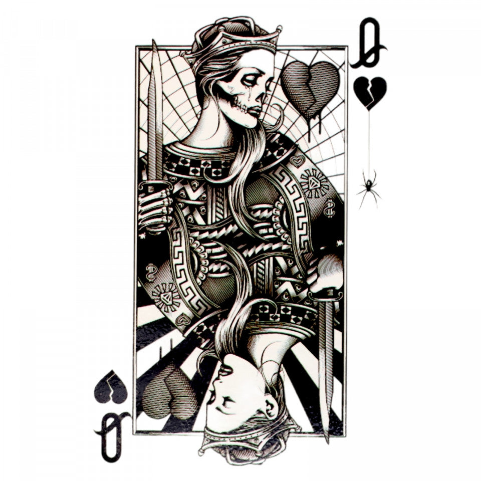 Tatuaj temporar, Dama de inima neagra, WS060, 9.3 x 14.5 cm, Negru