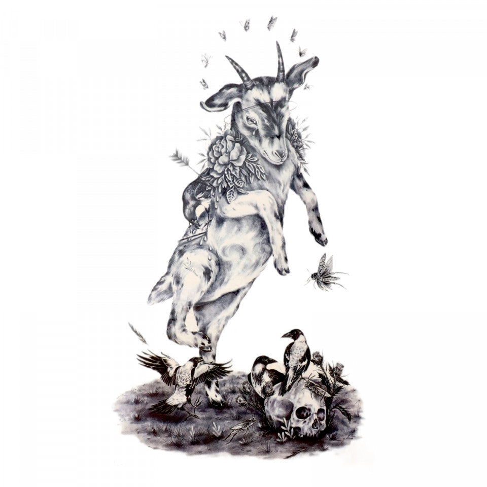 Tatuaj temporar, Moartea Caprioarei, KR189, 9.5 x 16 cm, Negru