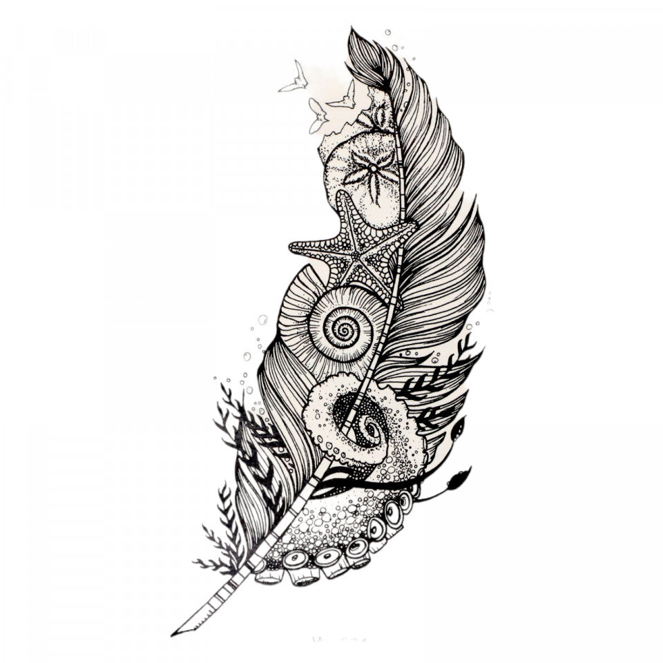 Tatuaj temporar, Pana, WS031, 8.9 x 15.5 cm, Negru