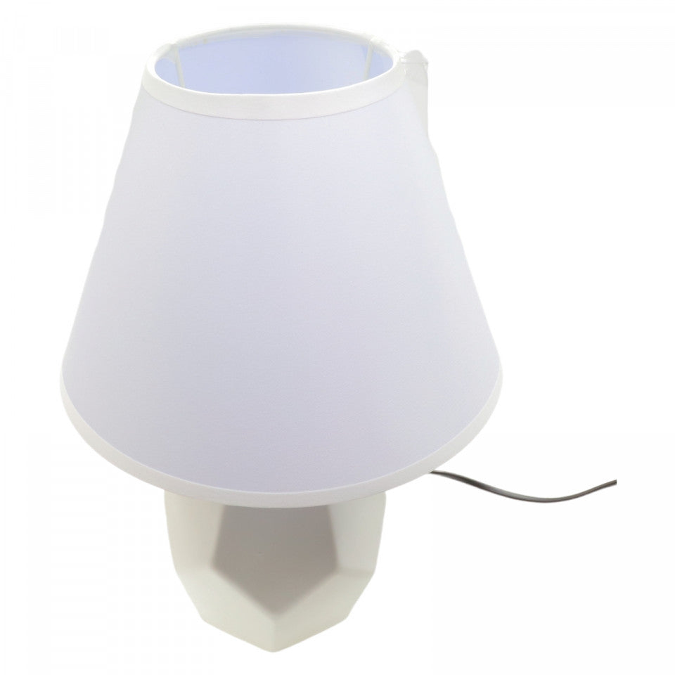 Veioza din ceramica, abajur textil, E14, cu intrerupator, NO3002, 32 x 20.5 cm, Alb