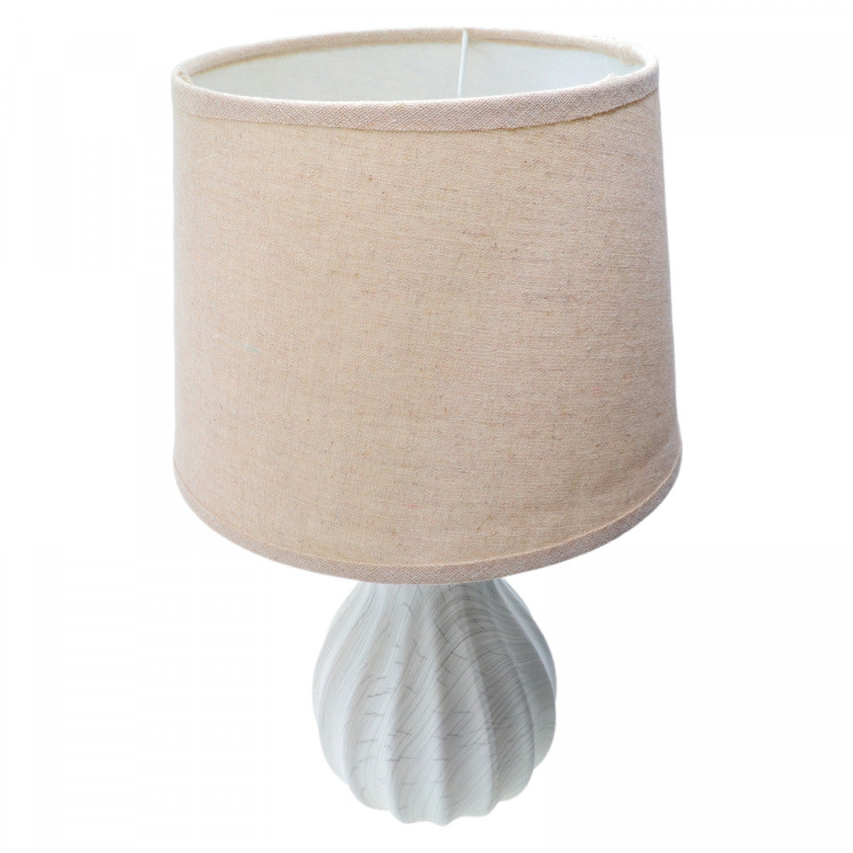 Veioza din ceramica, abajur textil, E14, cu intrerupator, NO521, 37.5 x 22.5 cm, Bej