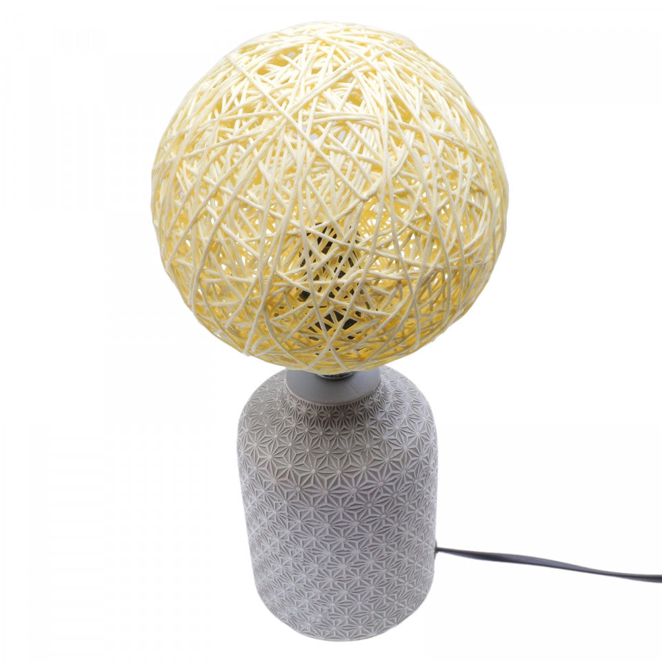 Veioza din ceramica, E14, cu intrerupator, NO7058, 30 x 13 cm, Bej