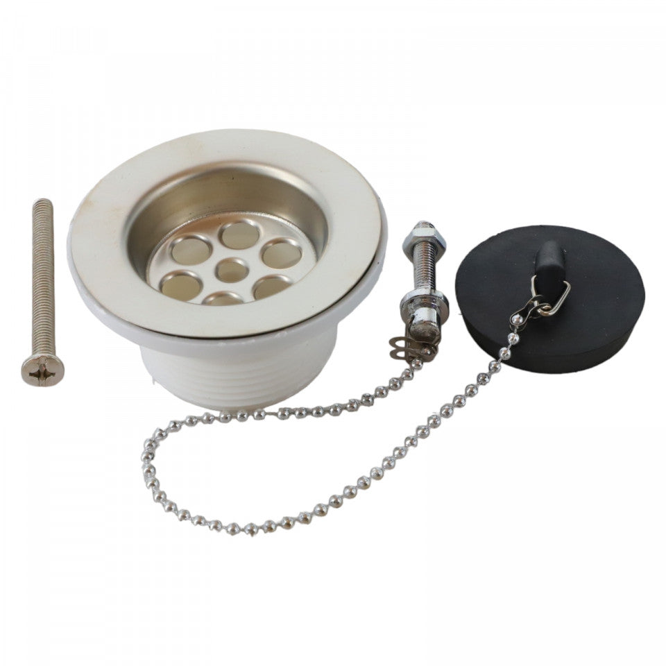 Ventil pentru chiuvete, 72 x 48 mm, Inox, D22, Argintiu