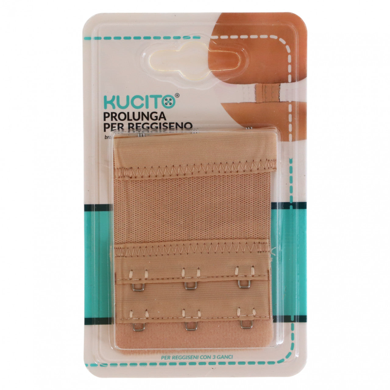 Accesoriu pentru sutien, 2 randuri, Prelungire tip mos si baba, elastic, NO391, 5.5 x 8 cm, Bej