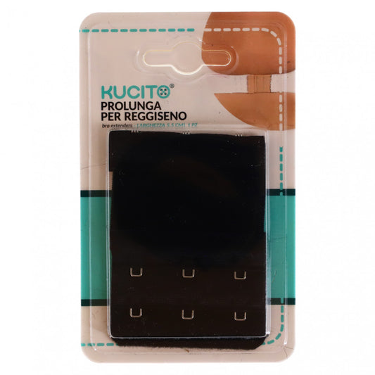 Accesoriu pentru sutien, 2 randuri, Prelungire tip mos si baba, elastic, NO676, 5.5 x 8 cm, Negru