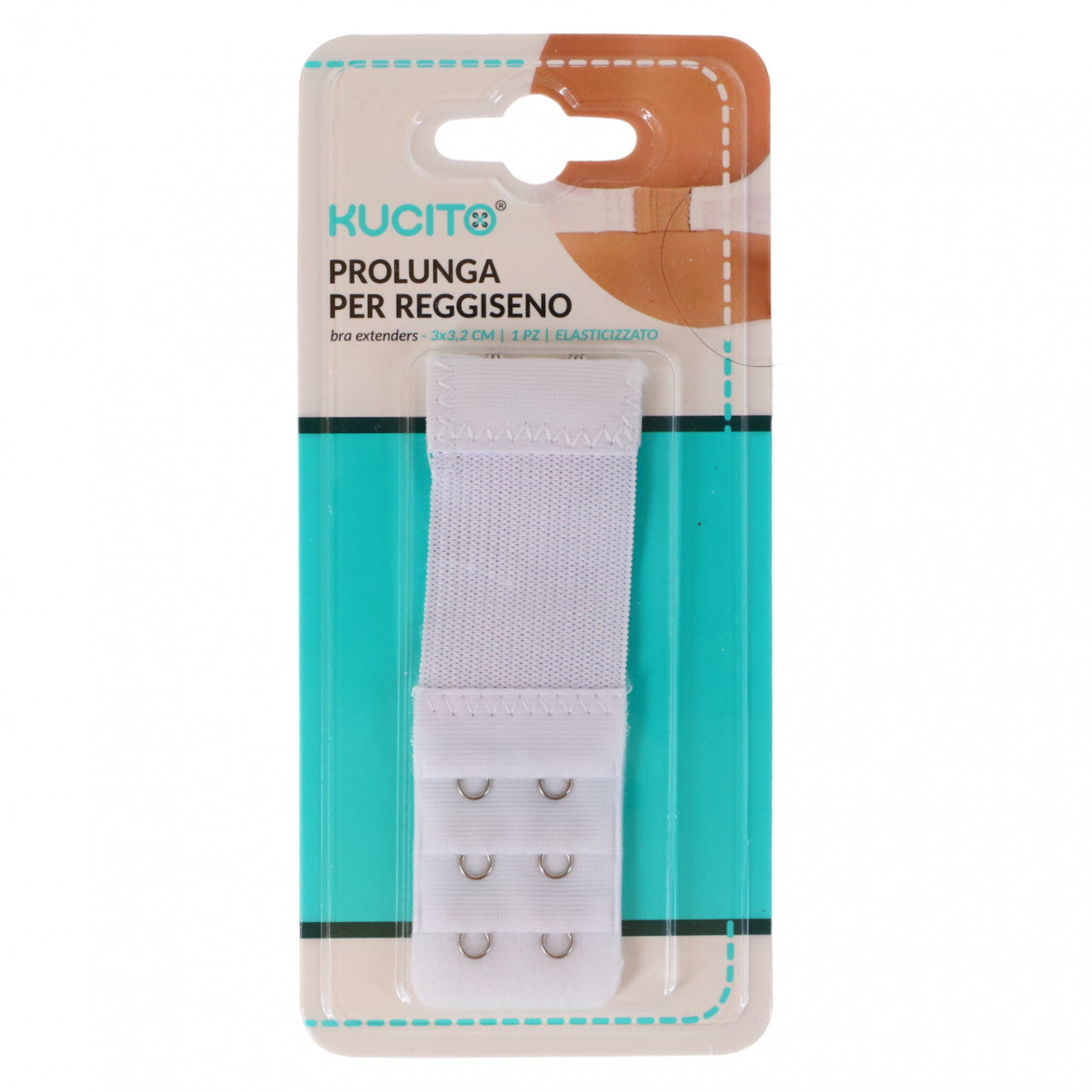 Accesoriu pentru sutien, 3 randuri, Prelungire tip mos si baba, elastic, NO256, 3 x 3.2 cm, Alb