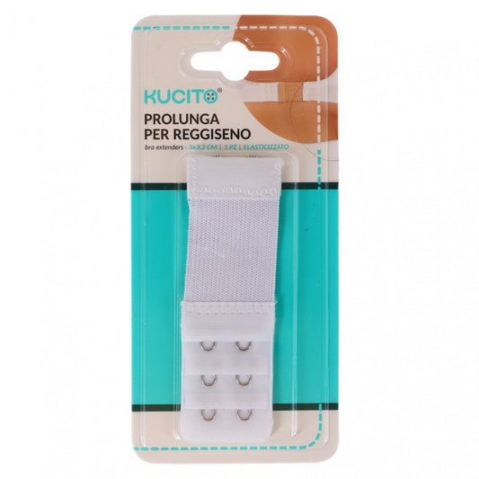Accesoriu pentru sutien, 3 randuri, Prelungire tip mos si baba, elastic, NO256, 3 x 3.2 cm, Alb