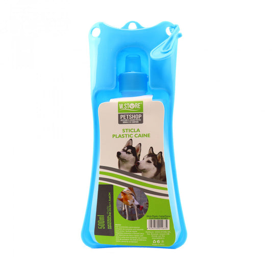 Adapatoare animale portabila, bol plastic, sistem antivarsare, Albastru, 500ml