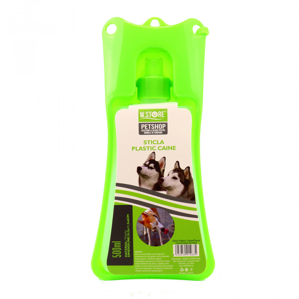 Adapatoare animale portabila, bol plastic, sistem antivarsare, Verde, 500ml