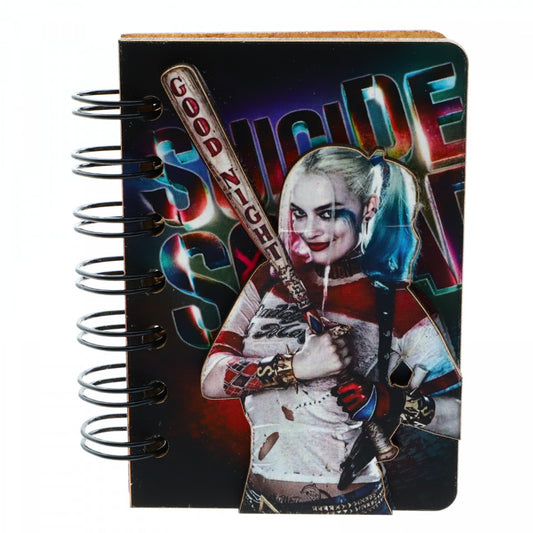 Agenda cu spirala, din lemn, Harley Quinn Suicide Squad, 10 x 7 cm